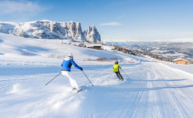 Skiing on the Alpe di Siusi