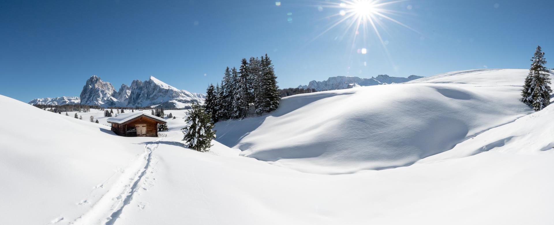 L'Alpe di Siusi sotto il sole d'inverno