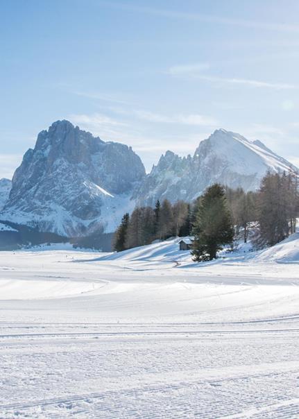 Die schneebedeckte Seiser Alm