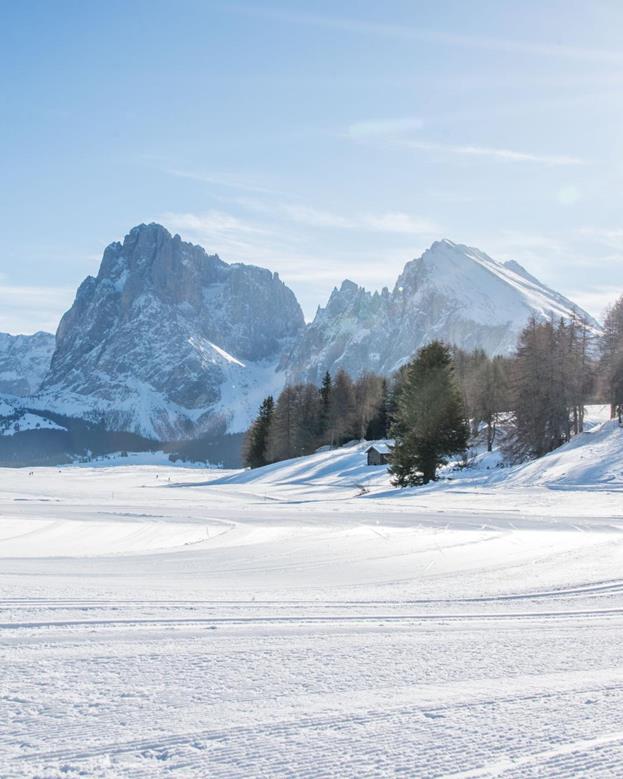 Die schneebedeckte Seiser Alm